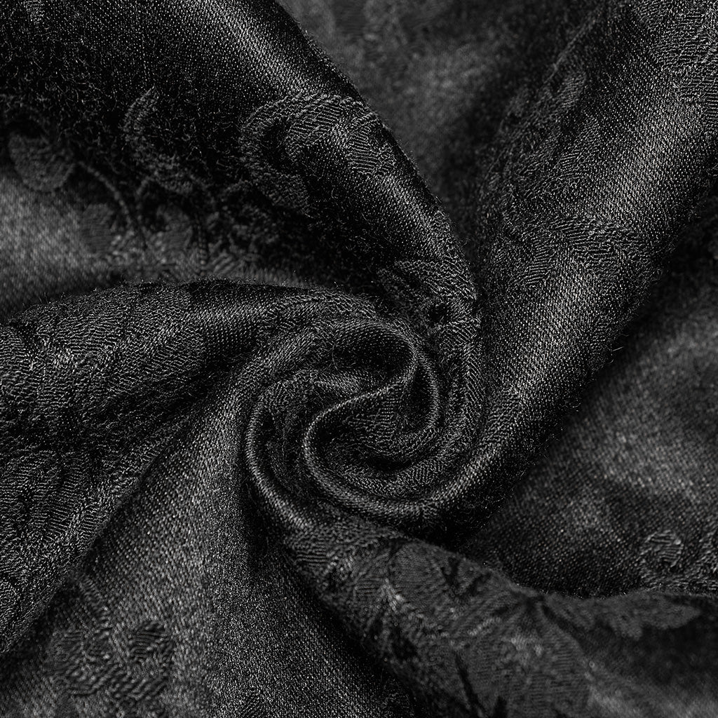Detalle del tejido jacquard con dibujo adamascado negro