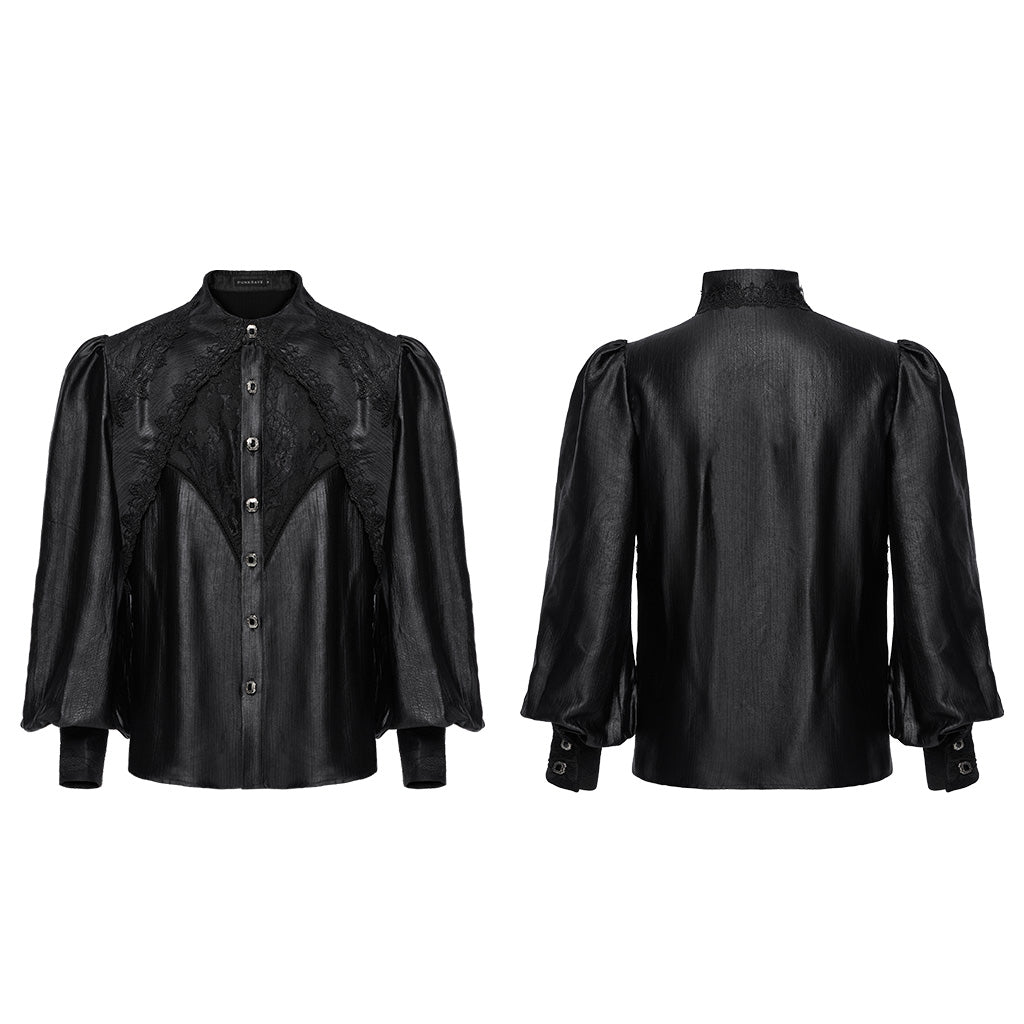 Camisa gótica negra en plano, delantero y espalda