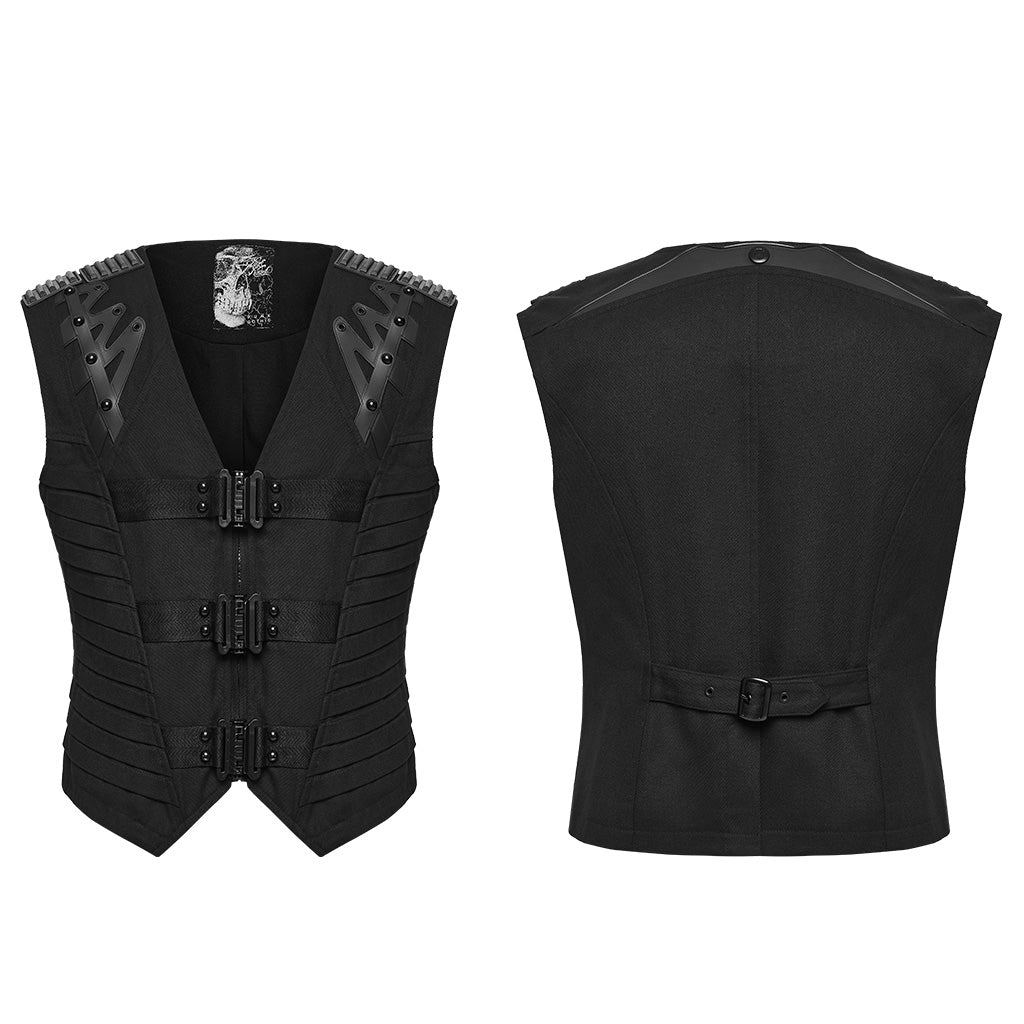 Chaleco punk negro sin modelo, delantero y espalda