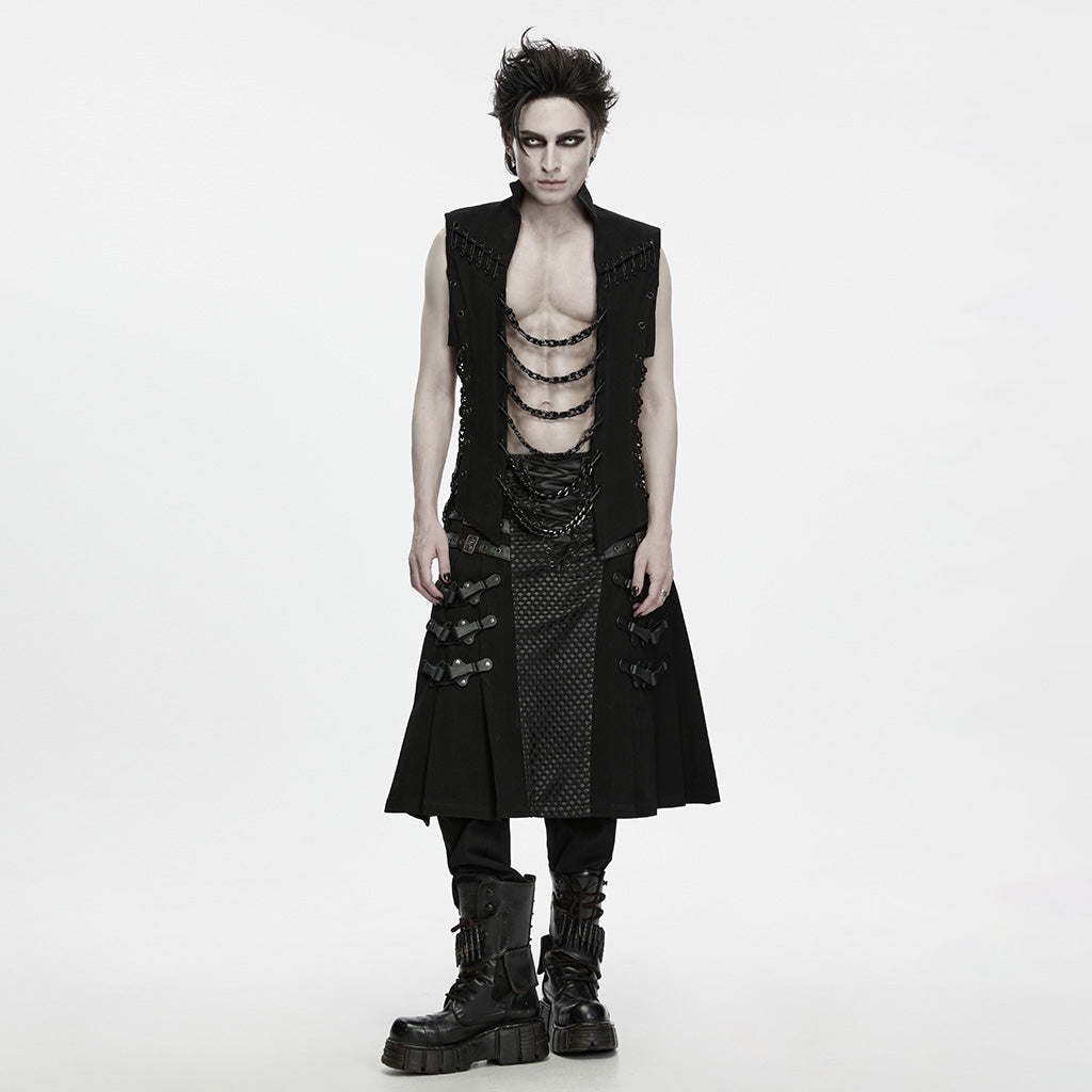 Chaleco punk de hombre de cuerpo entero con kilt y botas, que no se incluyen