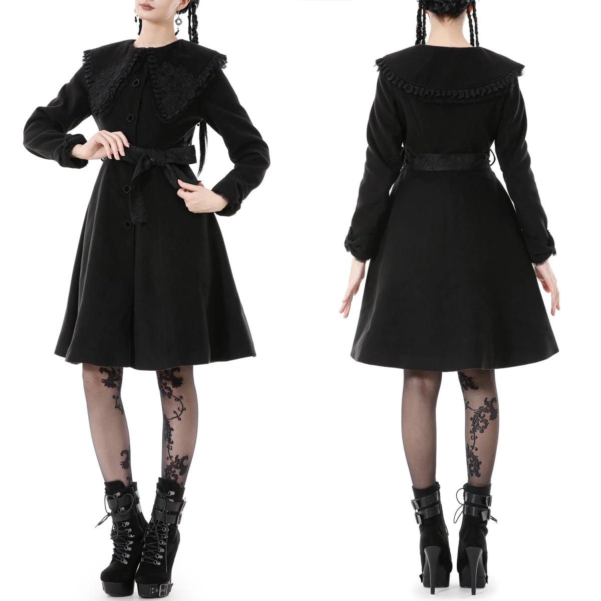 Abrigo de Botonadura Frontal y Gran Cuello - Crazyinlove