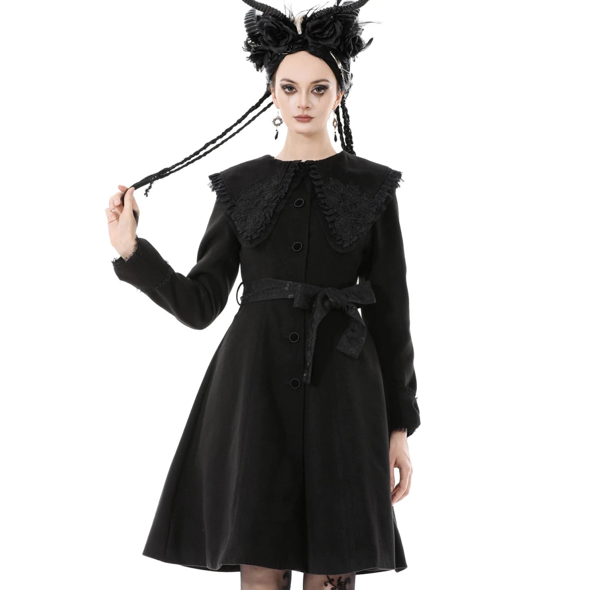 Abrigo de Botonadura Frontal y Gran Cuello - Crazyinlove