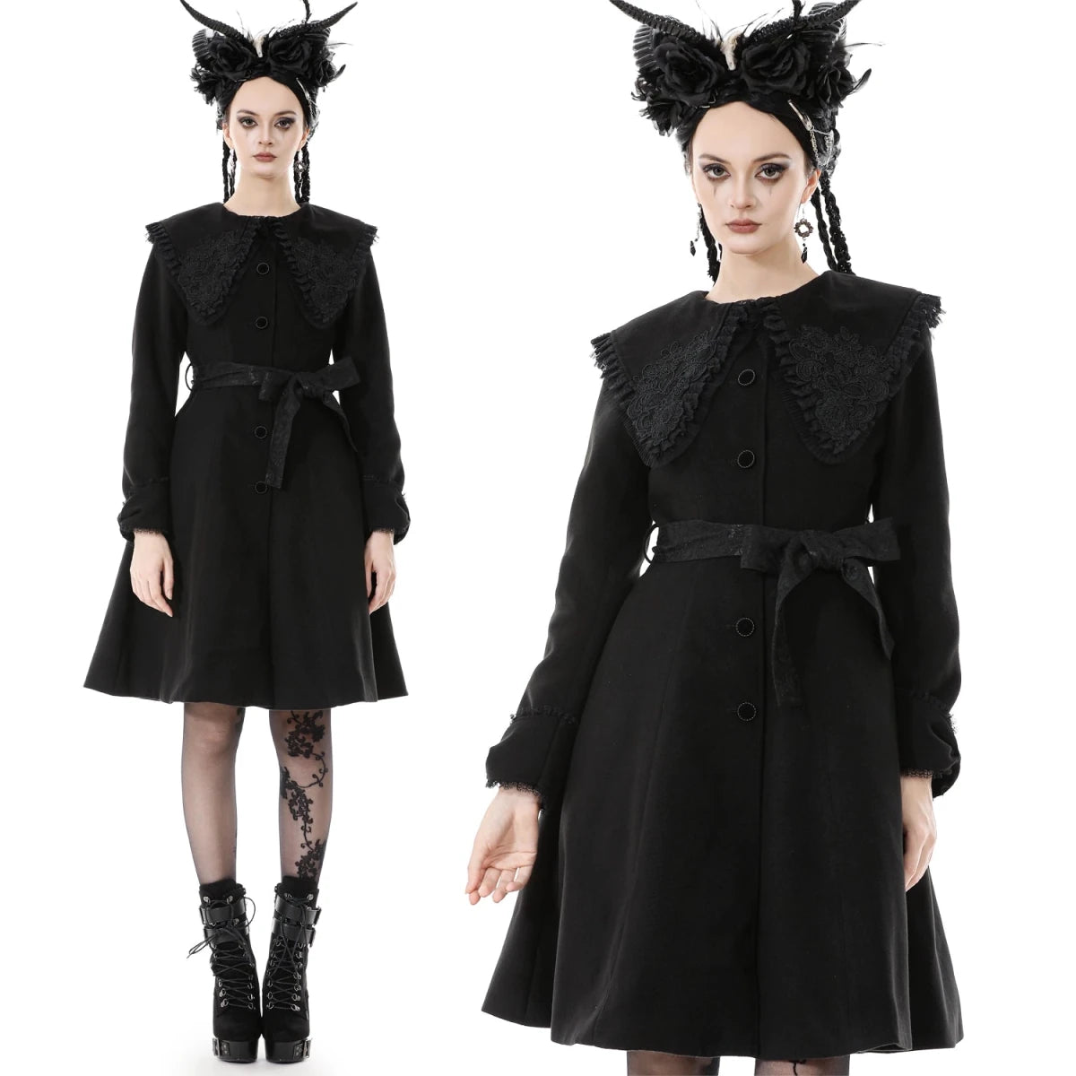 Abrigo de Botonadura Frontal y Gran Cuello - Crazyinlove