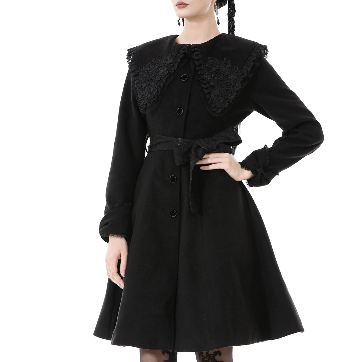 Abrigo de Botonadura Frontal y Gran Cuello - Crazyinlove