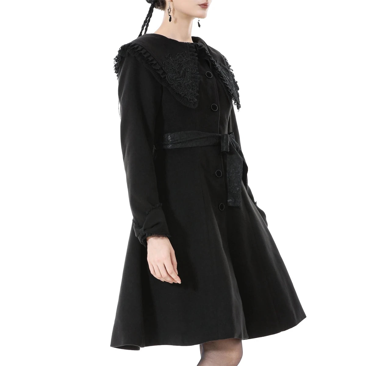 Abrigo de Botonadura Frontal y Gran Cuello - Crazyinlove