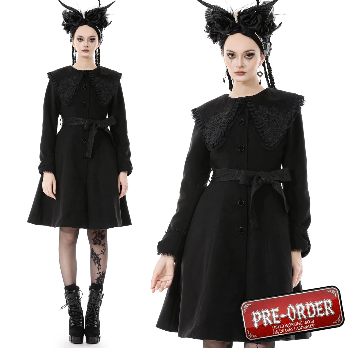 Abrigo de Botonadura Frontal y Gran Cuello - Crazyinlove