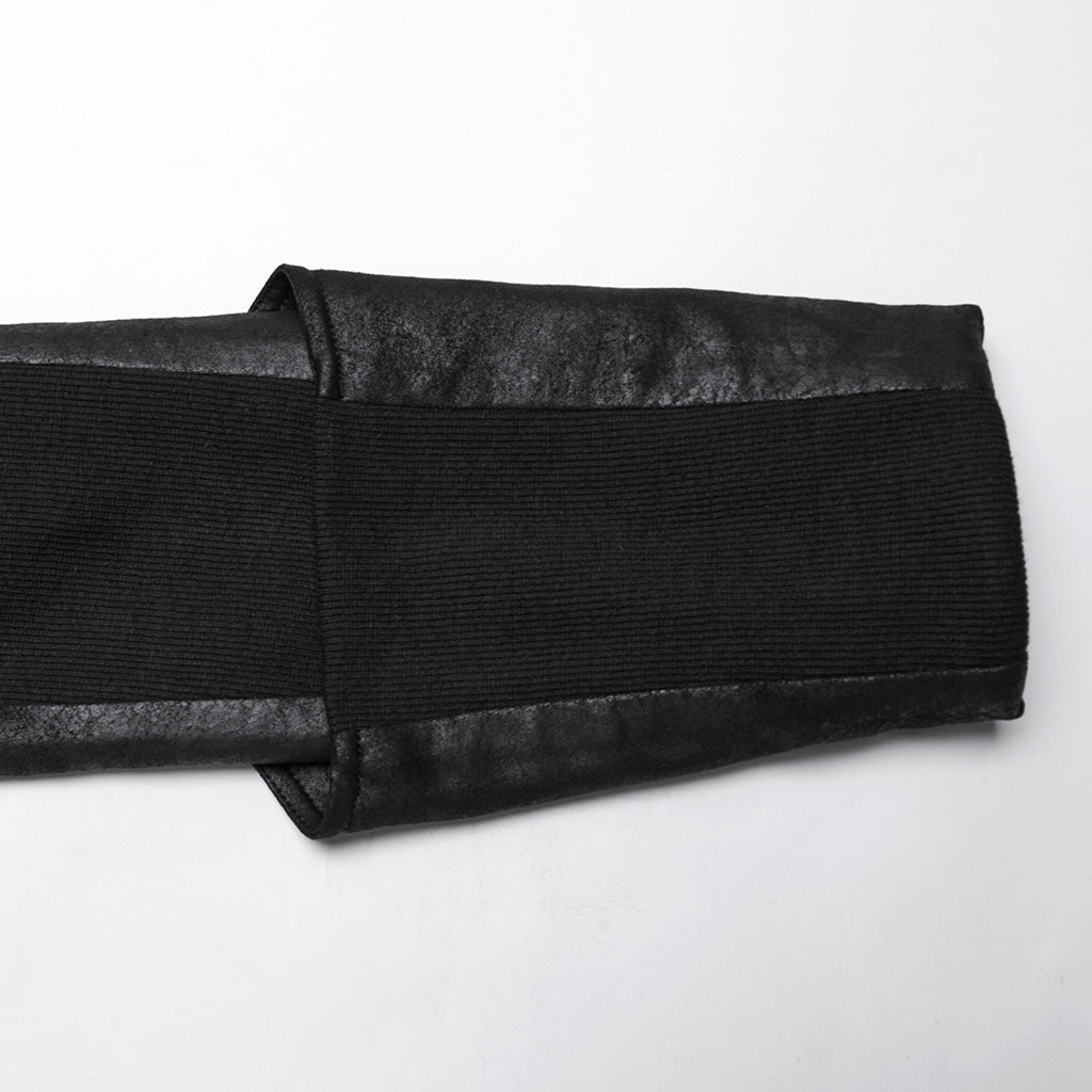 Abrigo Gótico Hombre Negro con Capucha y Efecto Cuero - Crazyinlove