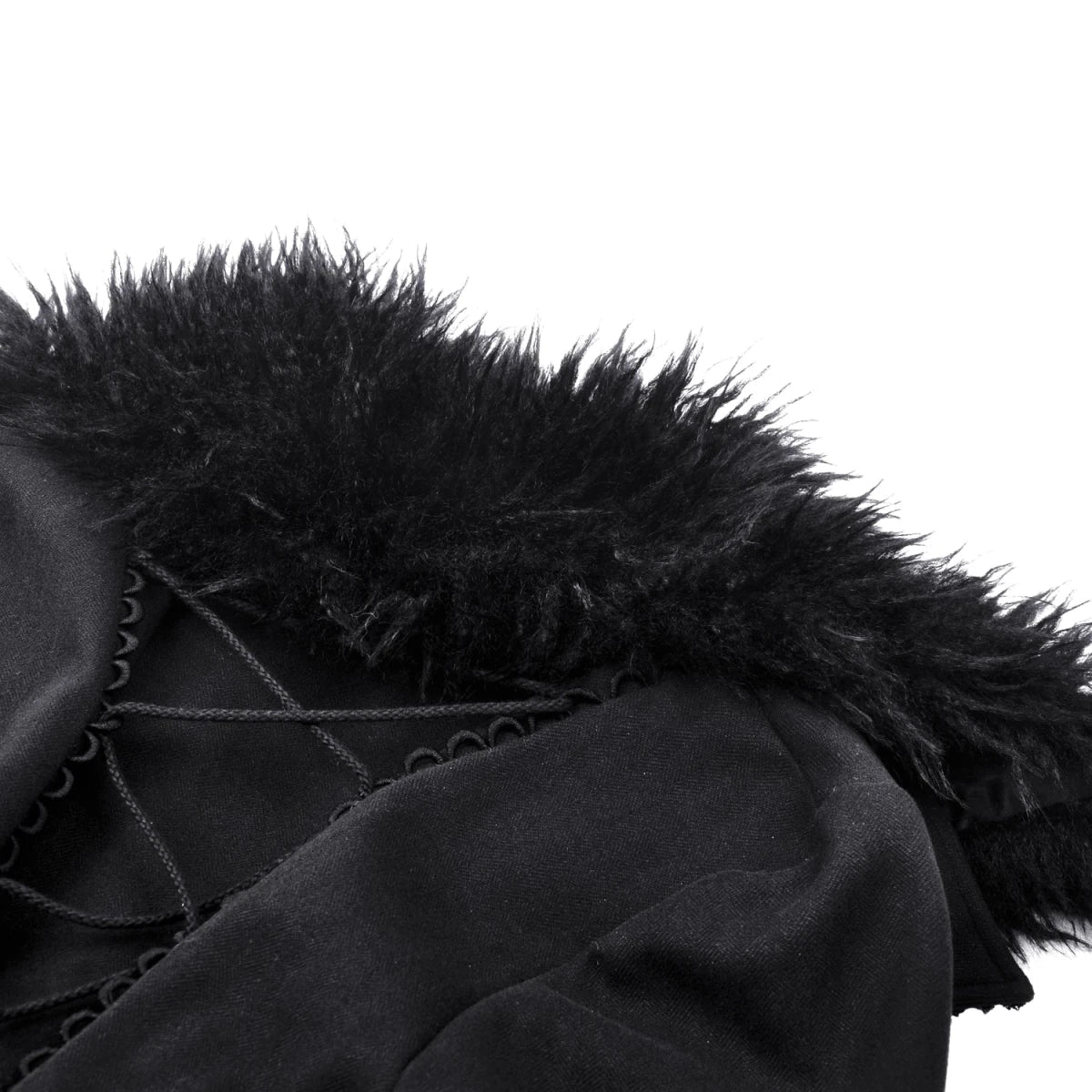 Abrigo Largo con Cuello de Pelo y Lazada Trasera - Crazyinlove