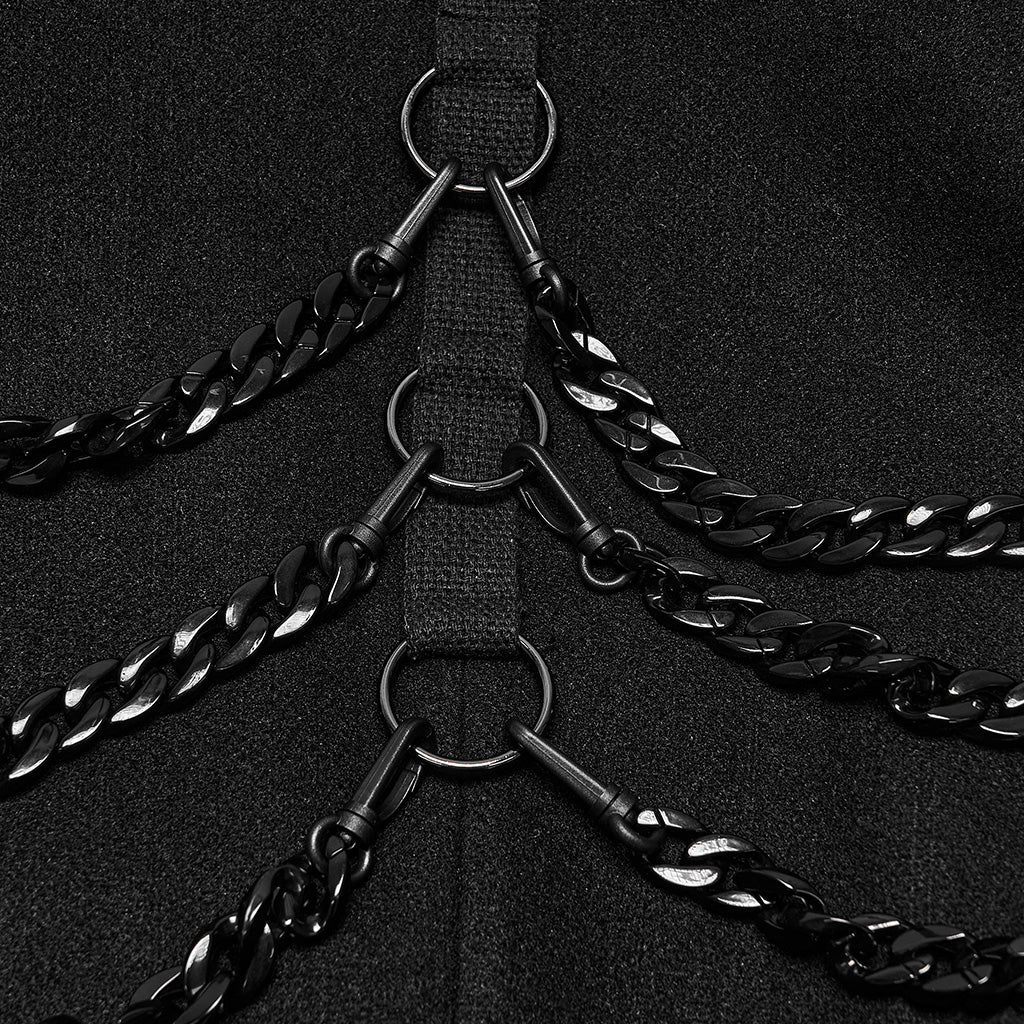 Cinta central de la espalda con anillas y cadenas negras