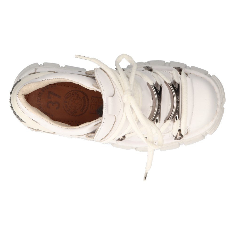 Bambas New Rock Blancas de Piel con Huesos y Plataforma - Crazyinlove