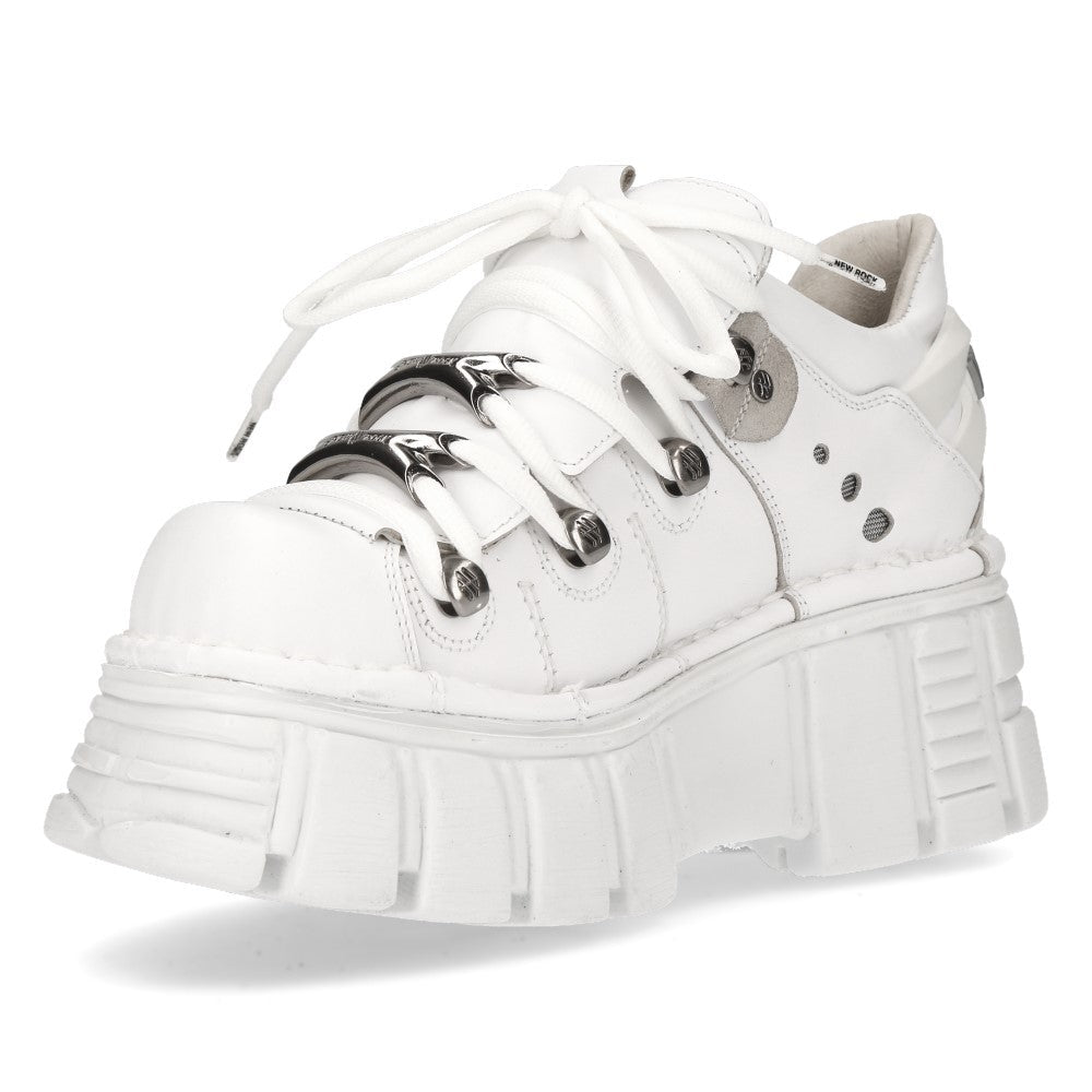 Bambas New Rock Blancas de Piel con Huesos y Plataforma - Crazyinlove