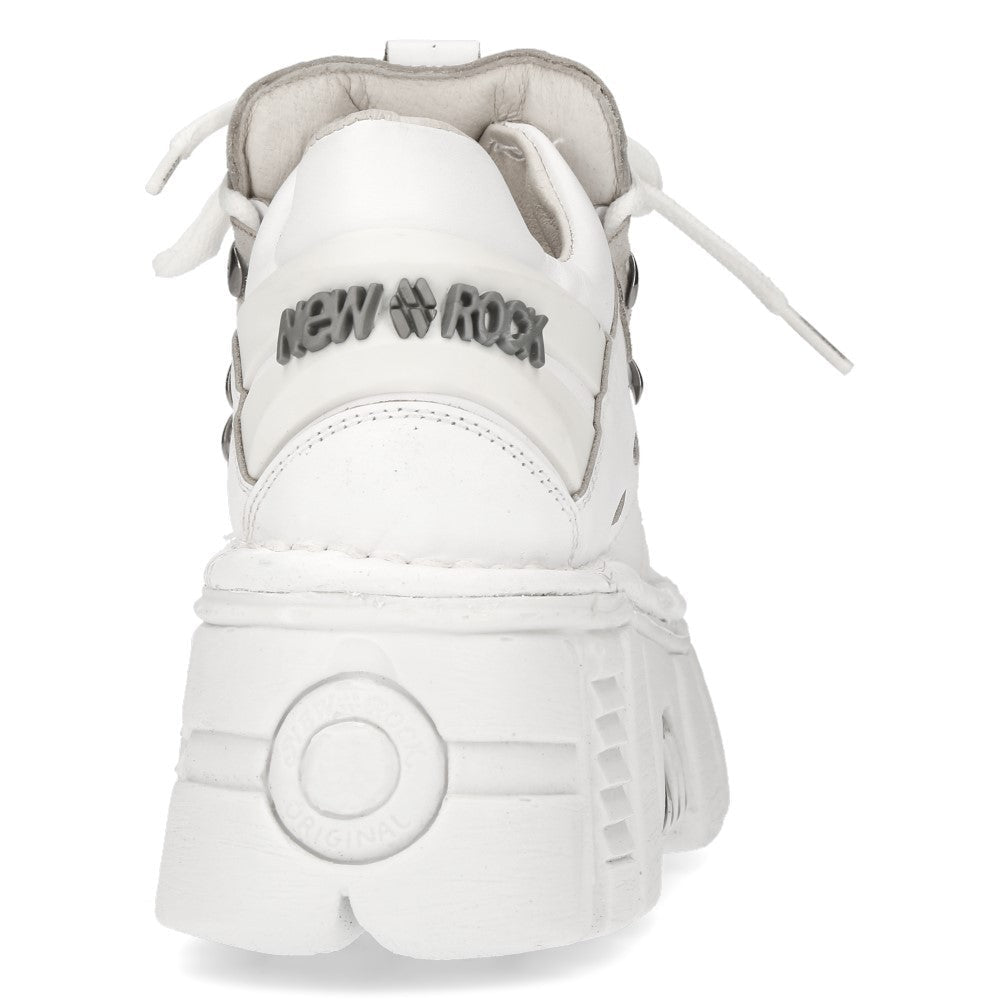 Bambas New Rock Blancas de Piel con Huesos y Plataforma - Crazyinlove