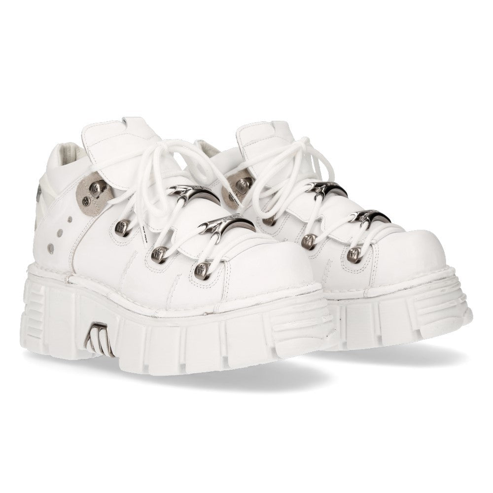 Bambas New Rock Blancas de Piel con Plataforma Rock - Crazyinlove