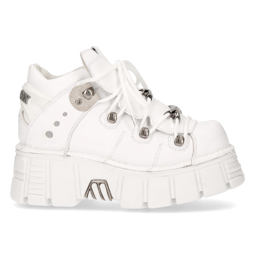 Bambas New Rock Blancas de Piel con Plataforma Rock - Crazyinlove