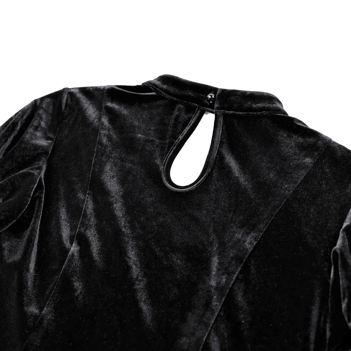 Blusa Gótica de Terciopelo Negro con Mangas Campana y Encaje - Crazyinlove