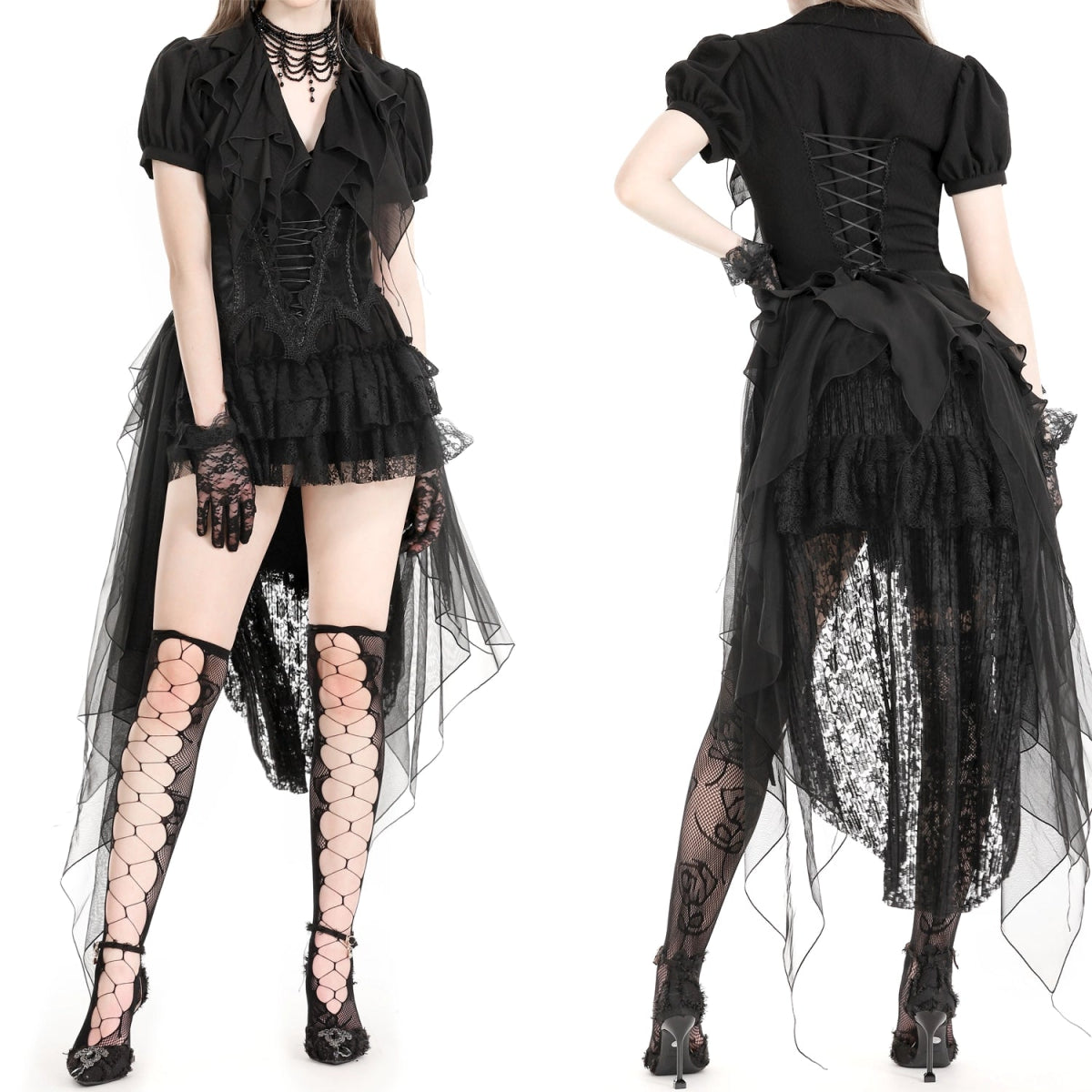 Blusa Gótica Negra Volantes | Mangas Abullonadas - Crazyinlove