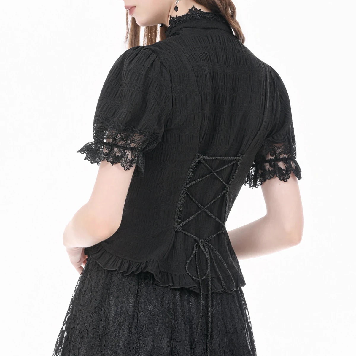 Blusa Gótica Victoriana de Encaje con Camafeo - Crazyinlove