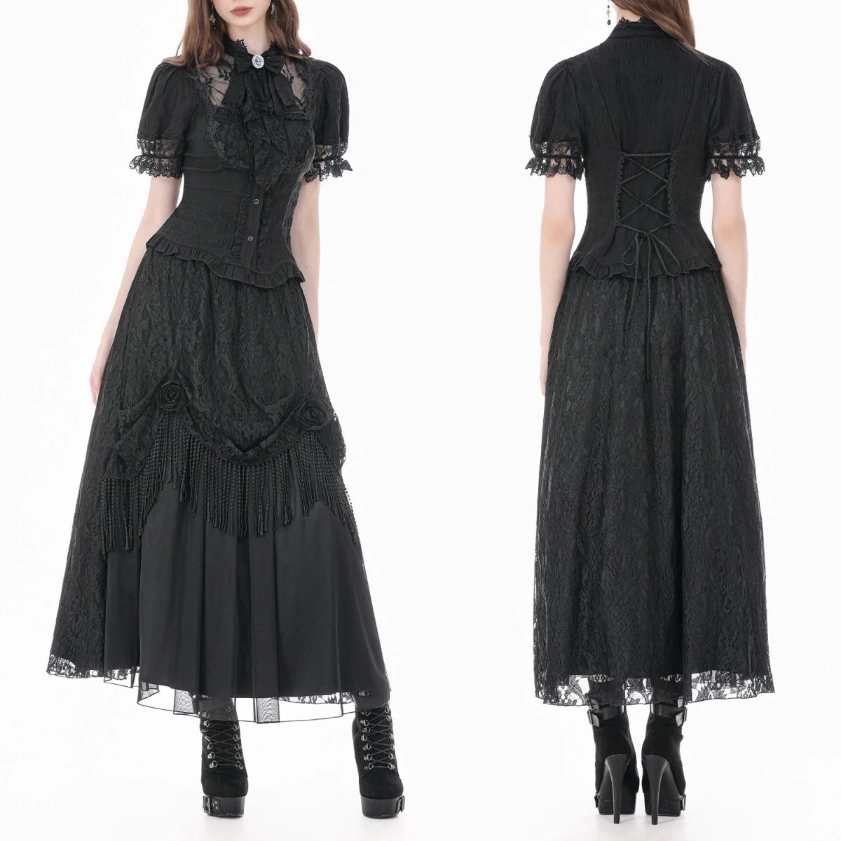 Blusa Gótica Victoriana de Encaje con Camafeo - Crazyinlove