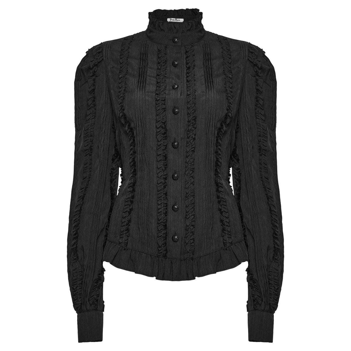 Blusa Victoriana Negra con Chorrera y Lazada en la Espalda - Crazyinlove