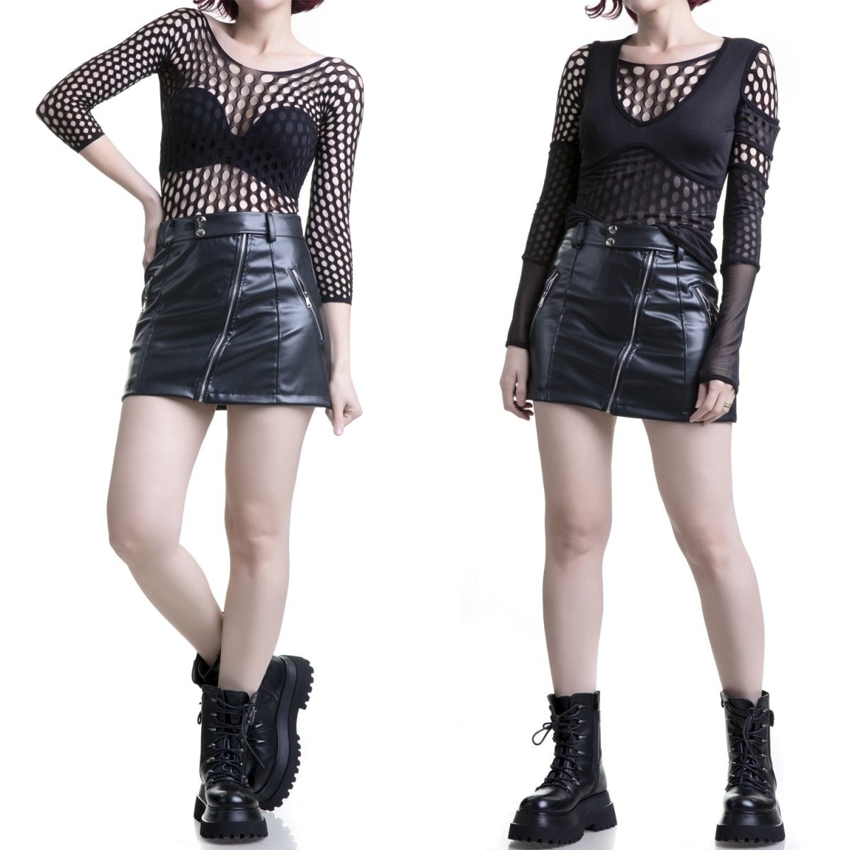 Body de Rejilla Gruesa Negro con Espalda Abierta - Crazyinlove