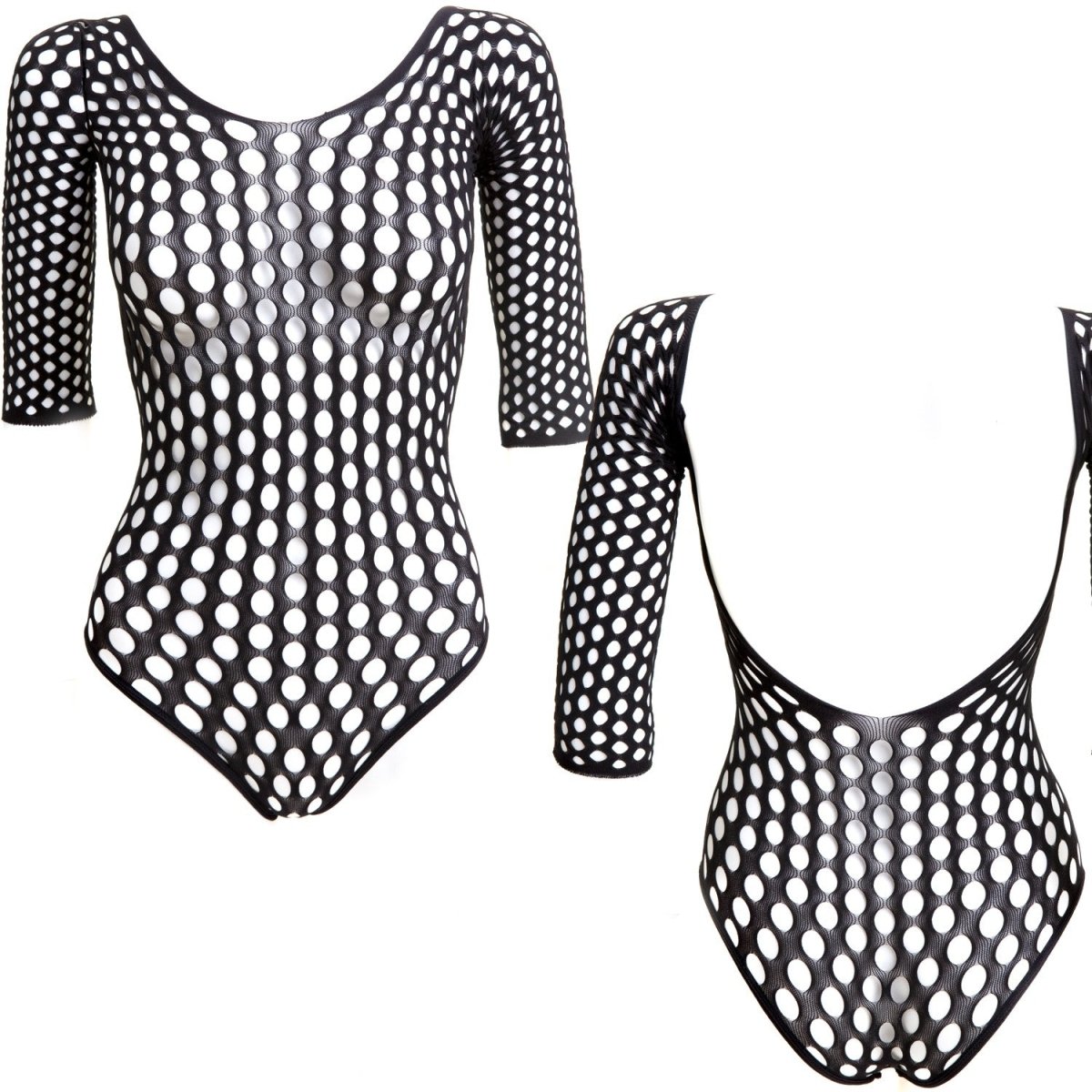 Body de Rejilla Gruesa Negro con Espalda Abierta - Crazyinlove