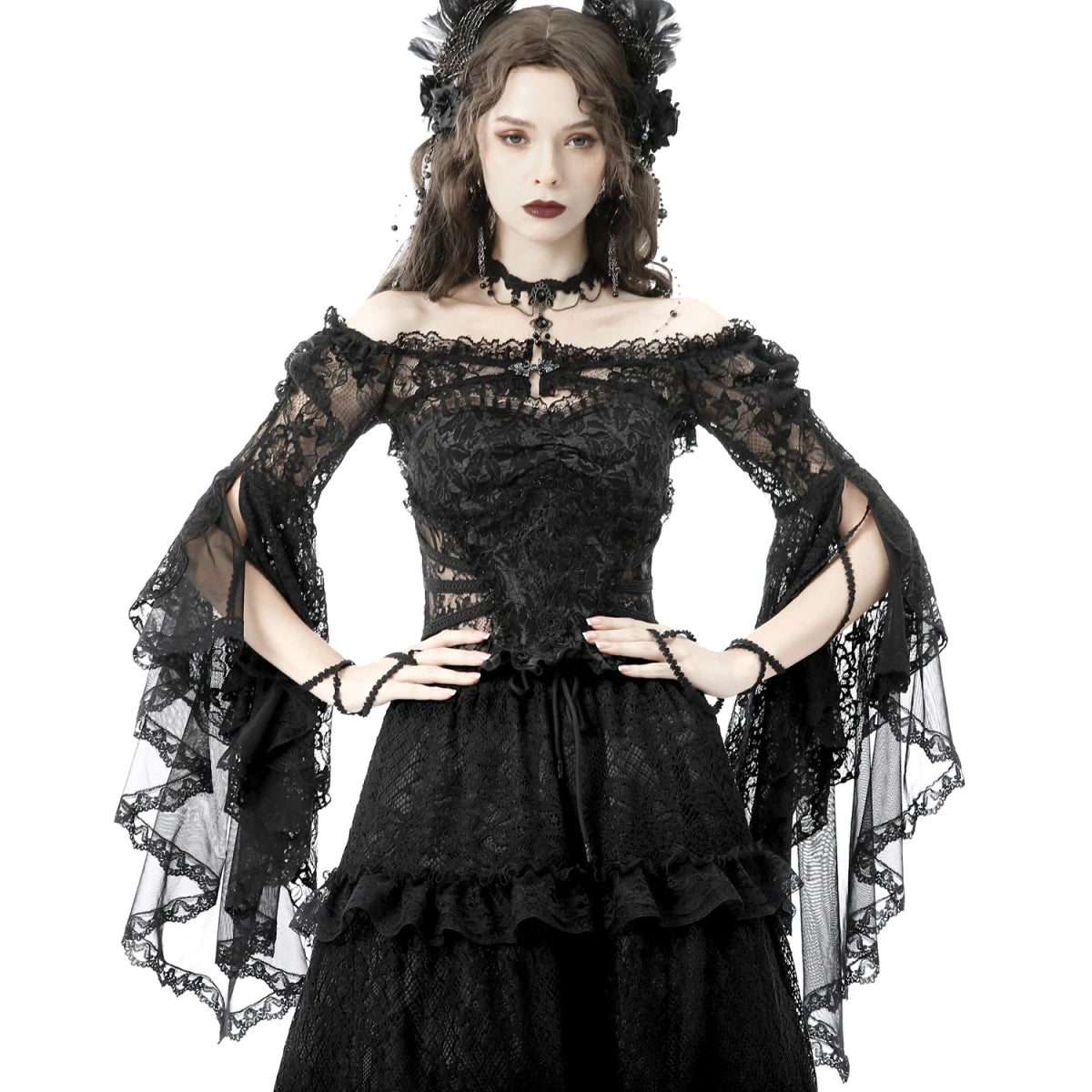 Bolero de Encaje Floral con Mangas Acampanadas - Crazyinlove