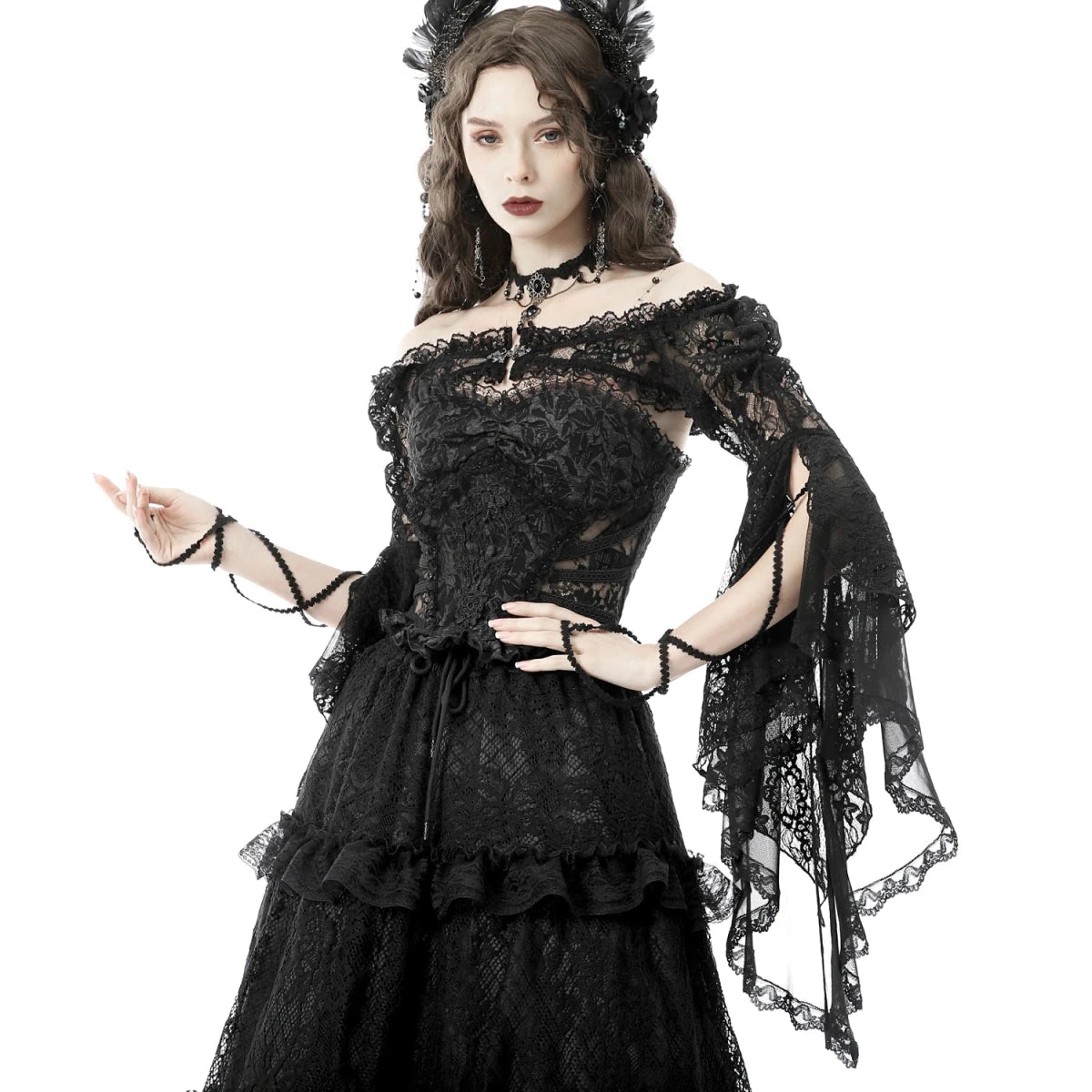 Bolero de Encaje Floral con Mangas Acampanadas - Crazyinlove