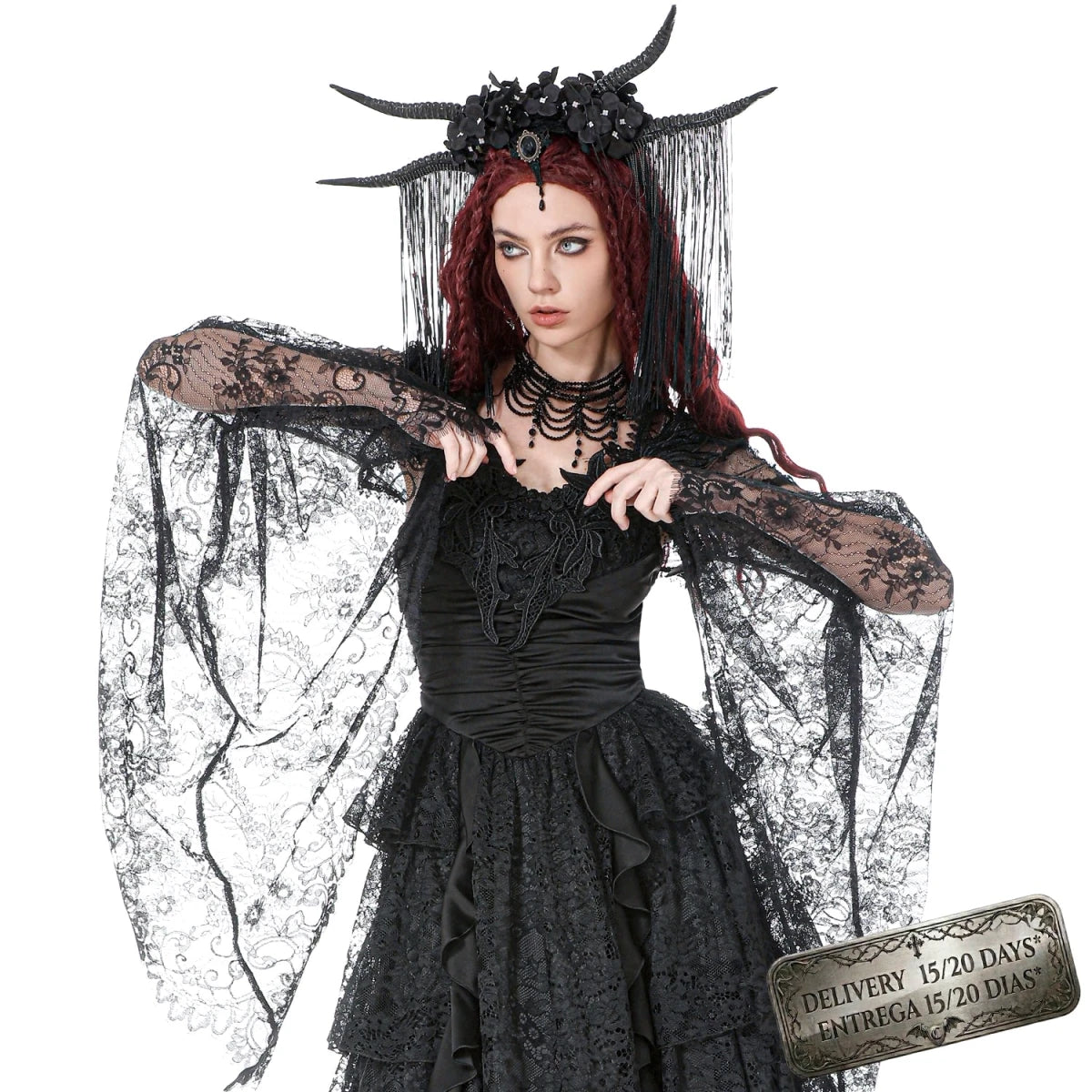 Bolero de Encaje Negro con Mangas Acampanadas - Crazyinlove