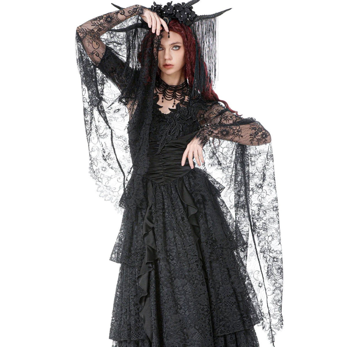 Bolero de Encaje Negro con Mangas Acampanadas - Crazyinlove