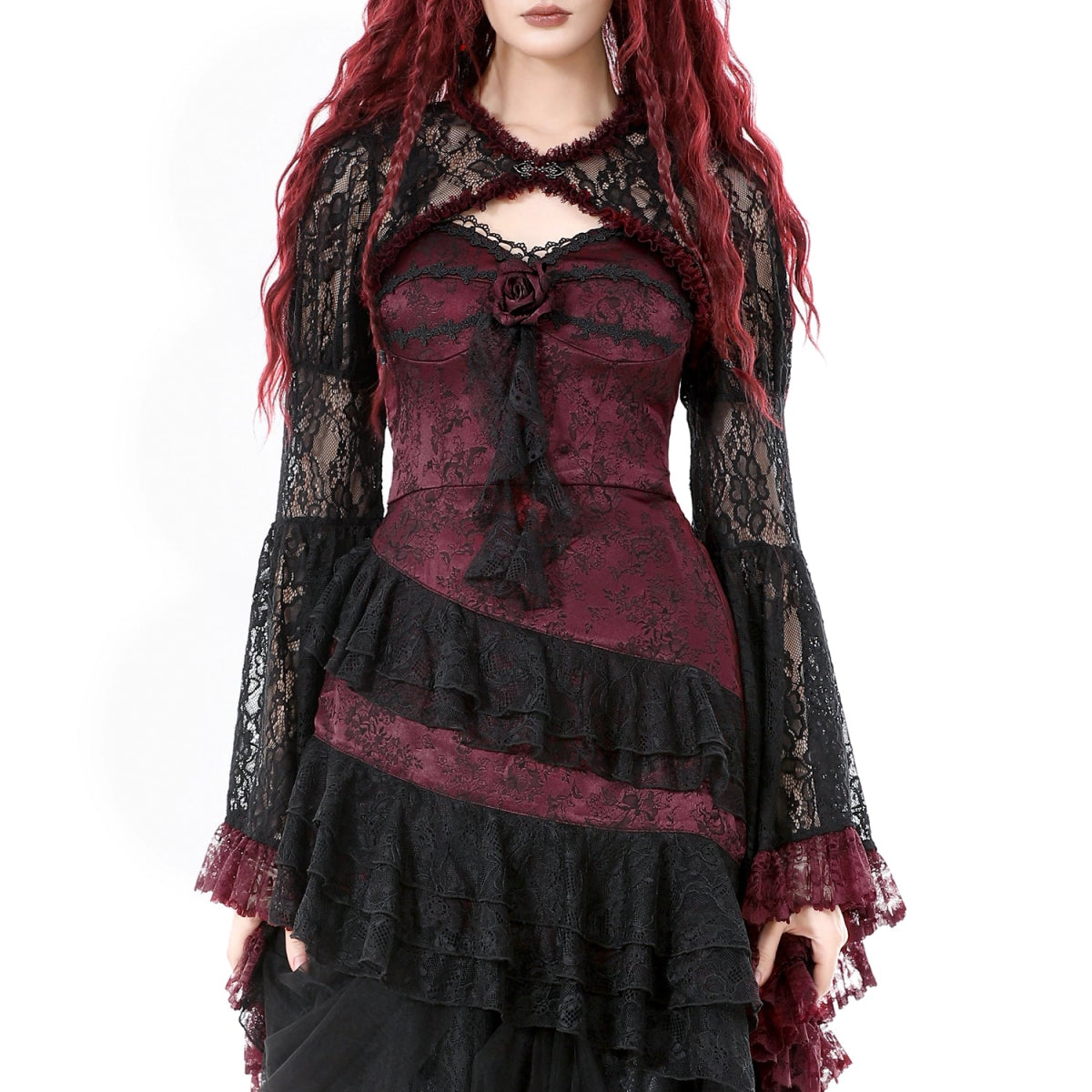Bolero Encaje Negro Manga Larga Campana | GĂłtico Dark - Crazyinlove