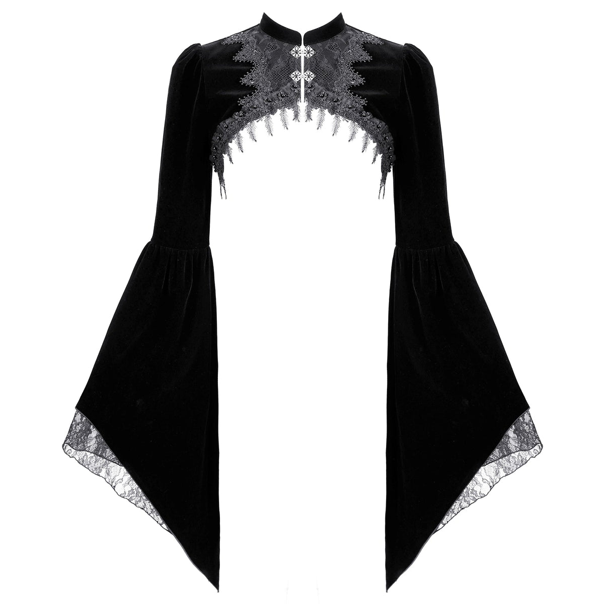 Bolero Victoriano de Terciopelo y Encaje, prenda sola, vista delantera