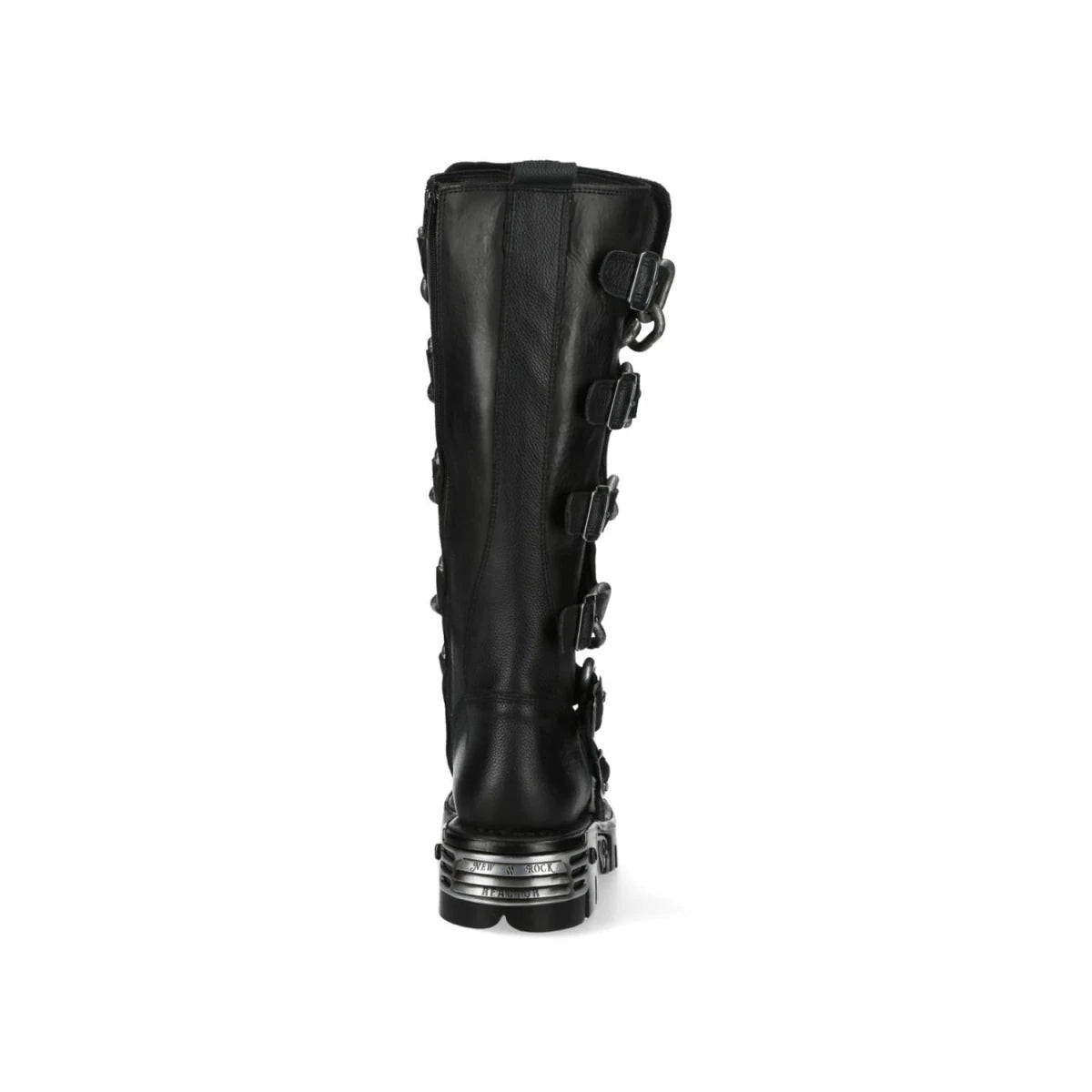 Botas Altas Góticas de Piel Negra con Cadenas y Hebillas - Crazyinlove