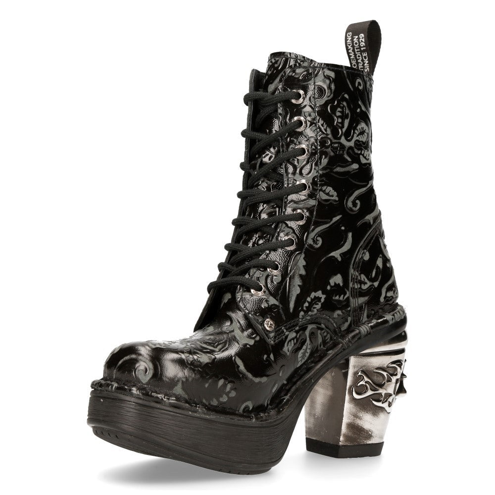 Botines New Rock Góticos con Filigranas y Tacón de Calavera - Crazyinlove