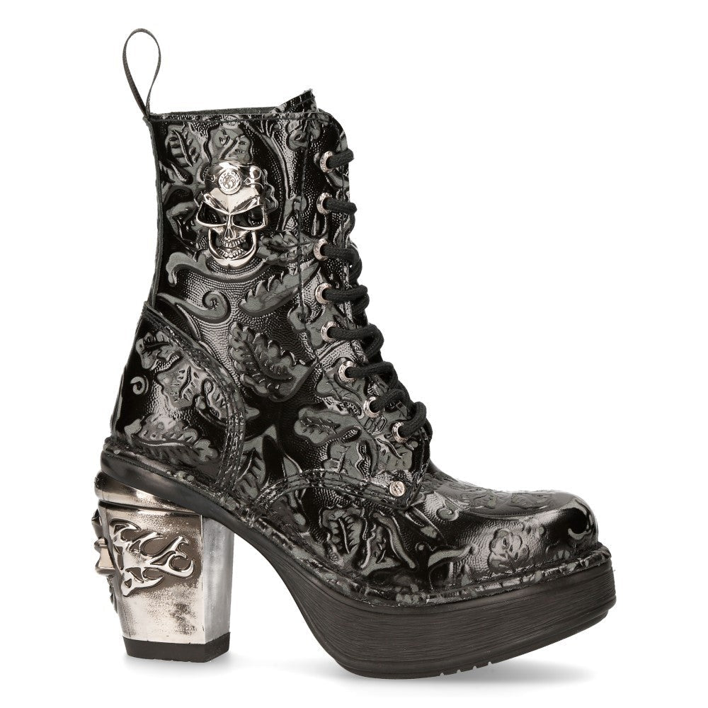 Botines New Rock Góticos con Filigranas y Tacón de Calavera - Crazyinlove
