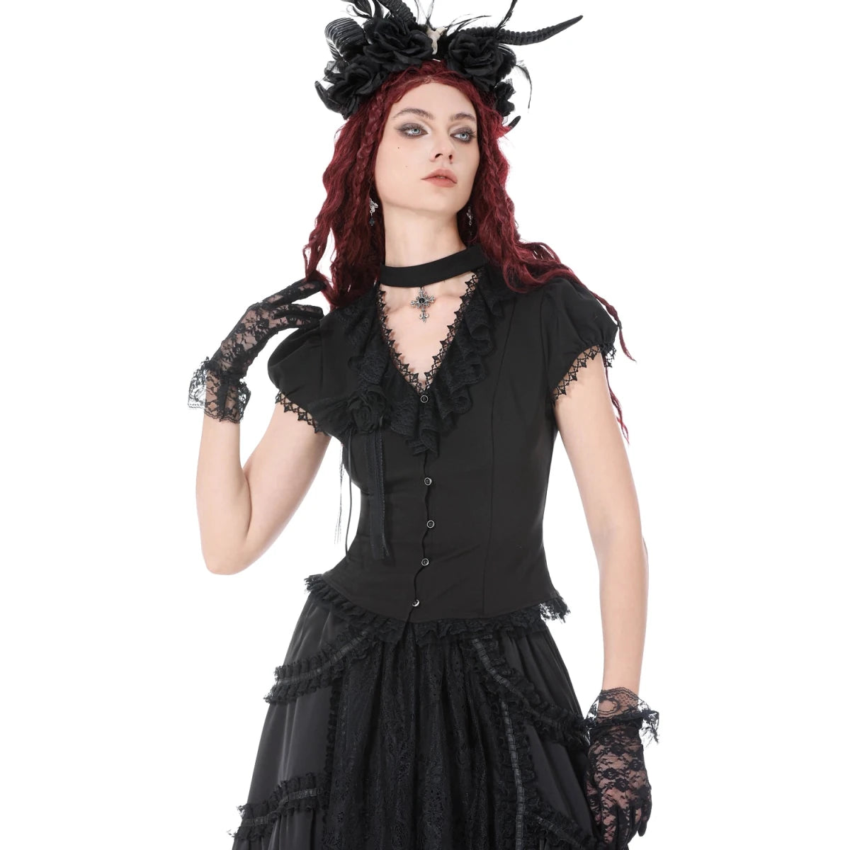 Camisa con Lazada Trasera y Detalle de Rosa - Crazyinlove