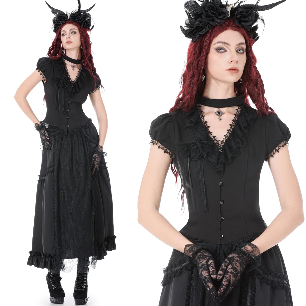 Camisa con Lazada Trasera y Detalle de Rosa - Crazyinlove