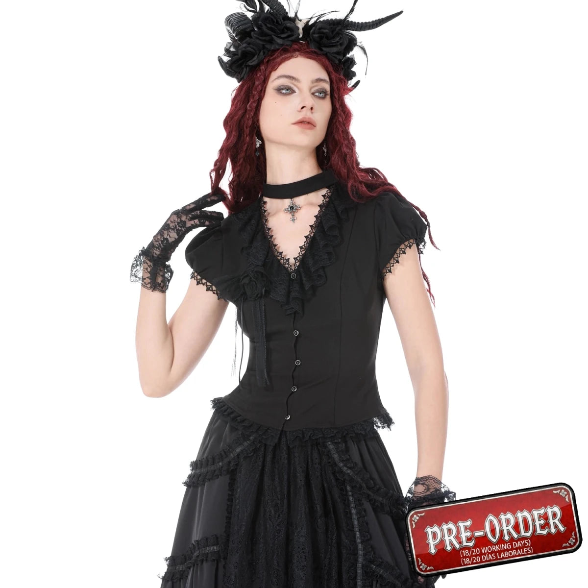 Camisa con Lazada Trasera y Detalle de Rosa - Crazyinlove