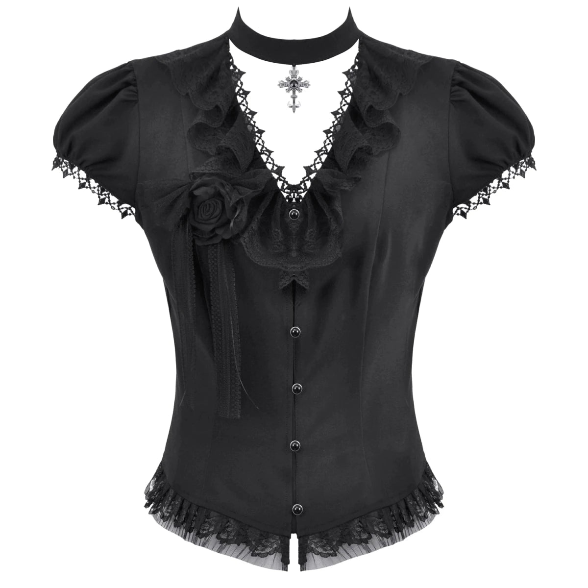 Camisa con Lazada Trasera y Detalle de Rosa - Crazyinlove