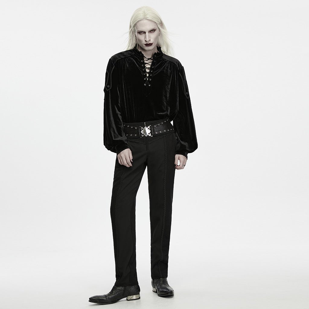 Look completo con la camisa de terciopelo y mangas farol, cinturón y pantalón negro no incluidos
