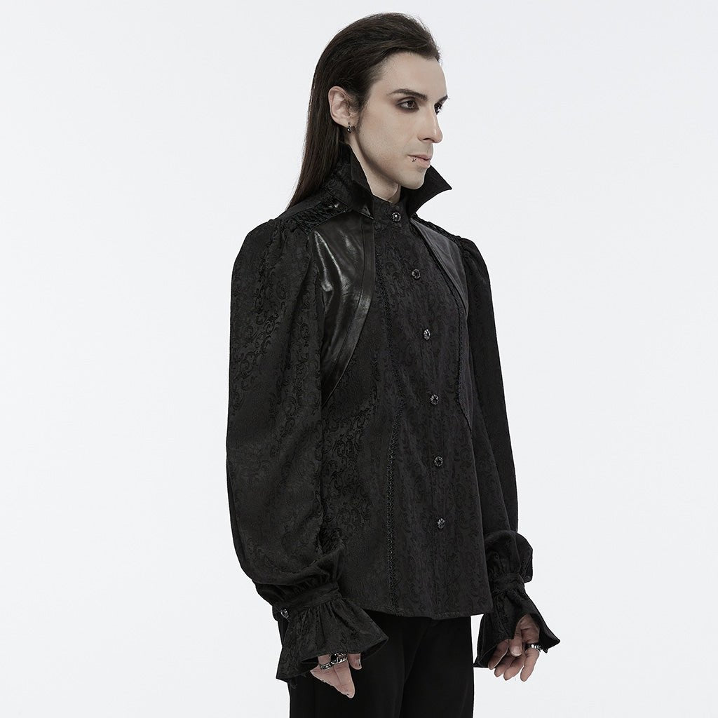 Camisa Gótica Hombre Negra Jacquard - Crazyinlove