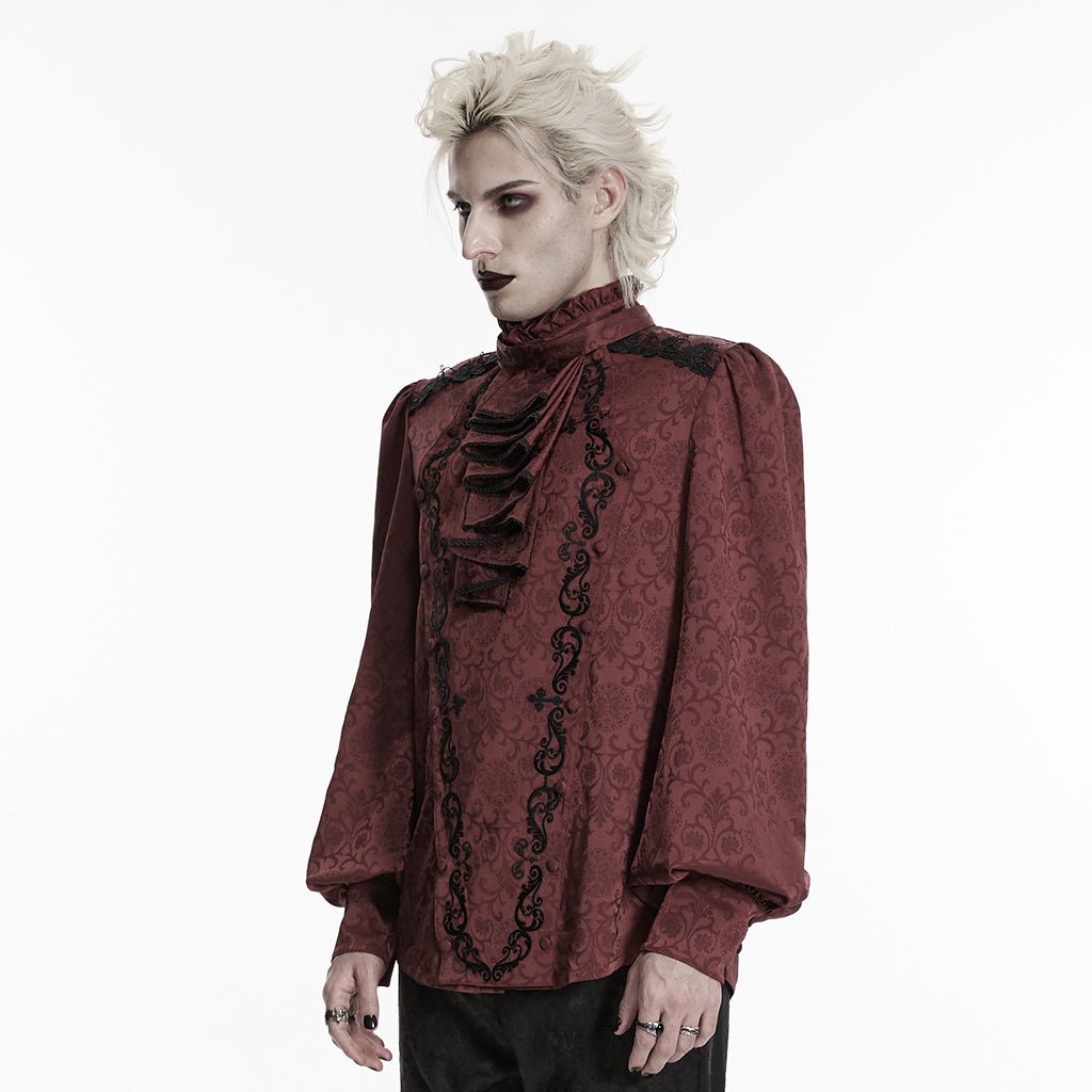 Camisa Gótica Hombre Roja con Chorrera - Crazyinlove