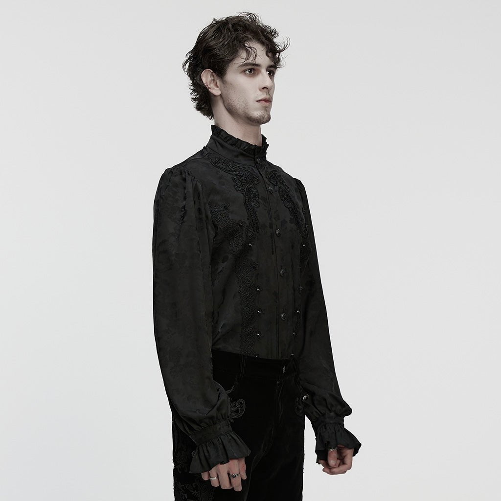 Camisa Gótica Jacquard y Cuello Alto - Crazyinlove