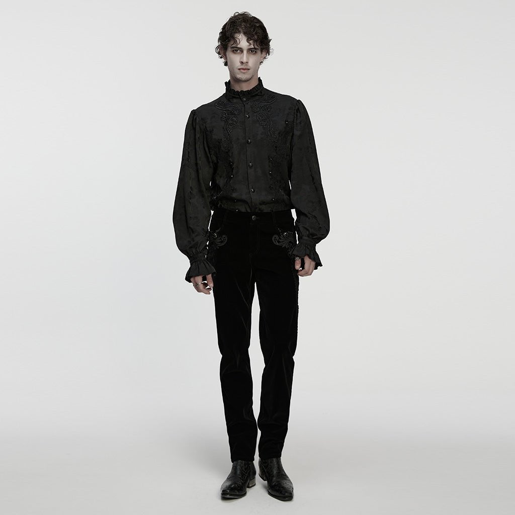 Camisa Gótica Jacquard y Cuello Alto - Crazyinlove