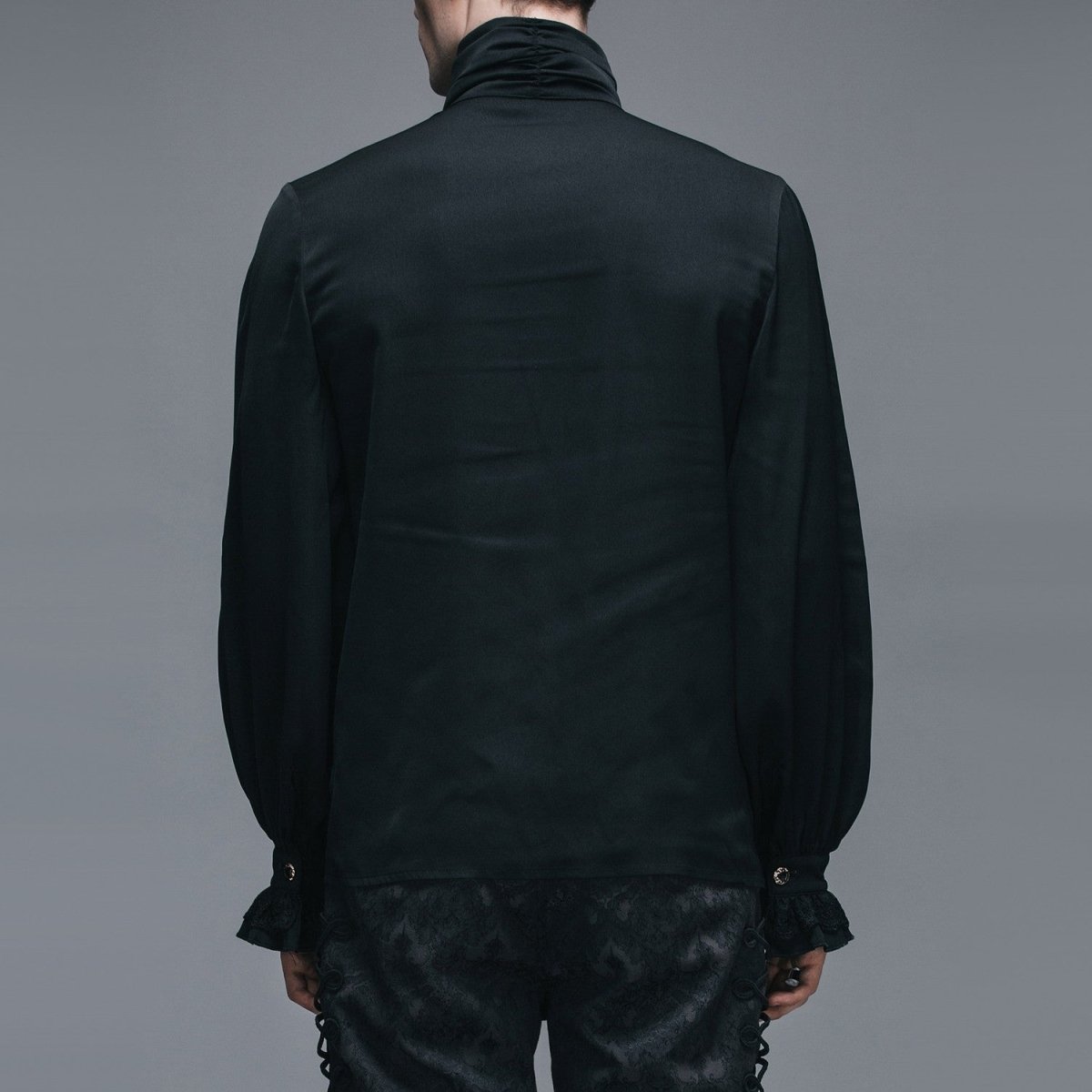 Camisa Negra con Chorreras para Hombre - Crazyinlove