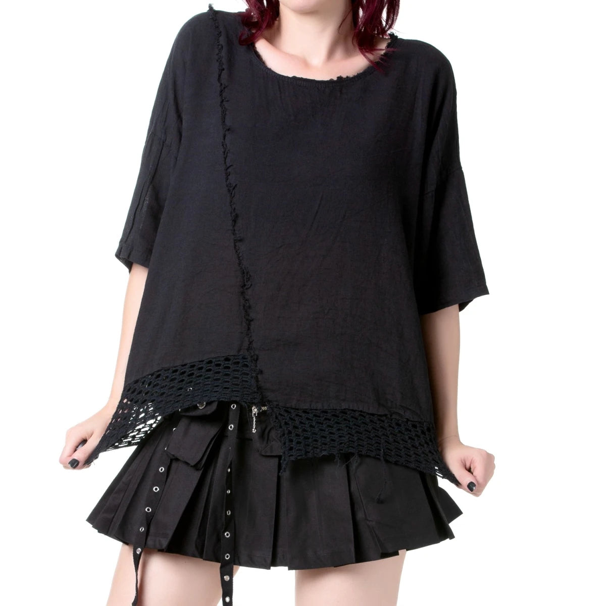 Camiseta Asimétrica con Rejilla - Crazyinlove