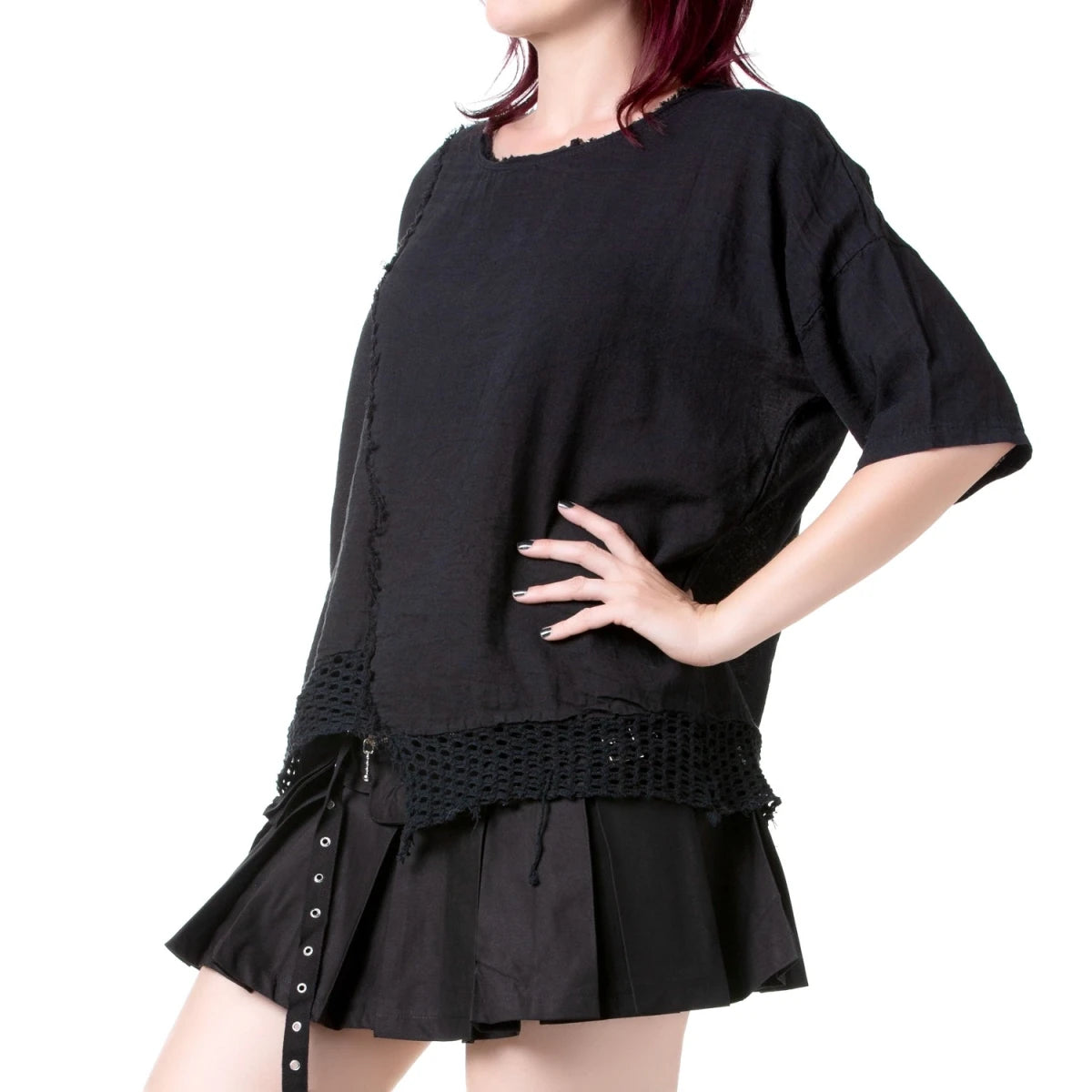 Camiseta Asimétrica con Rejilla - Crazyinlove