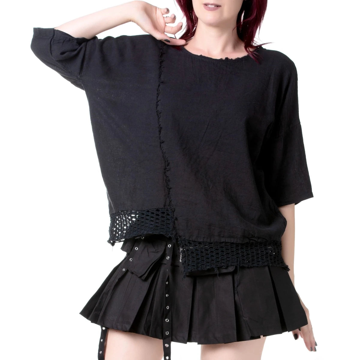 Camiseta Asimétrica con Rejilla - Crazyinlove