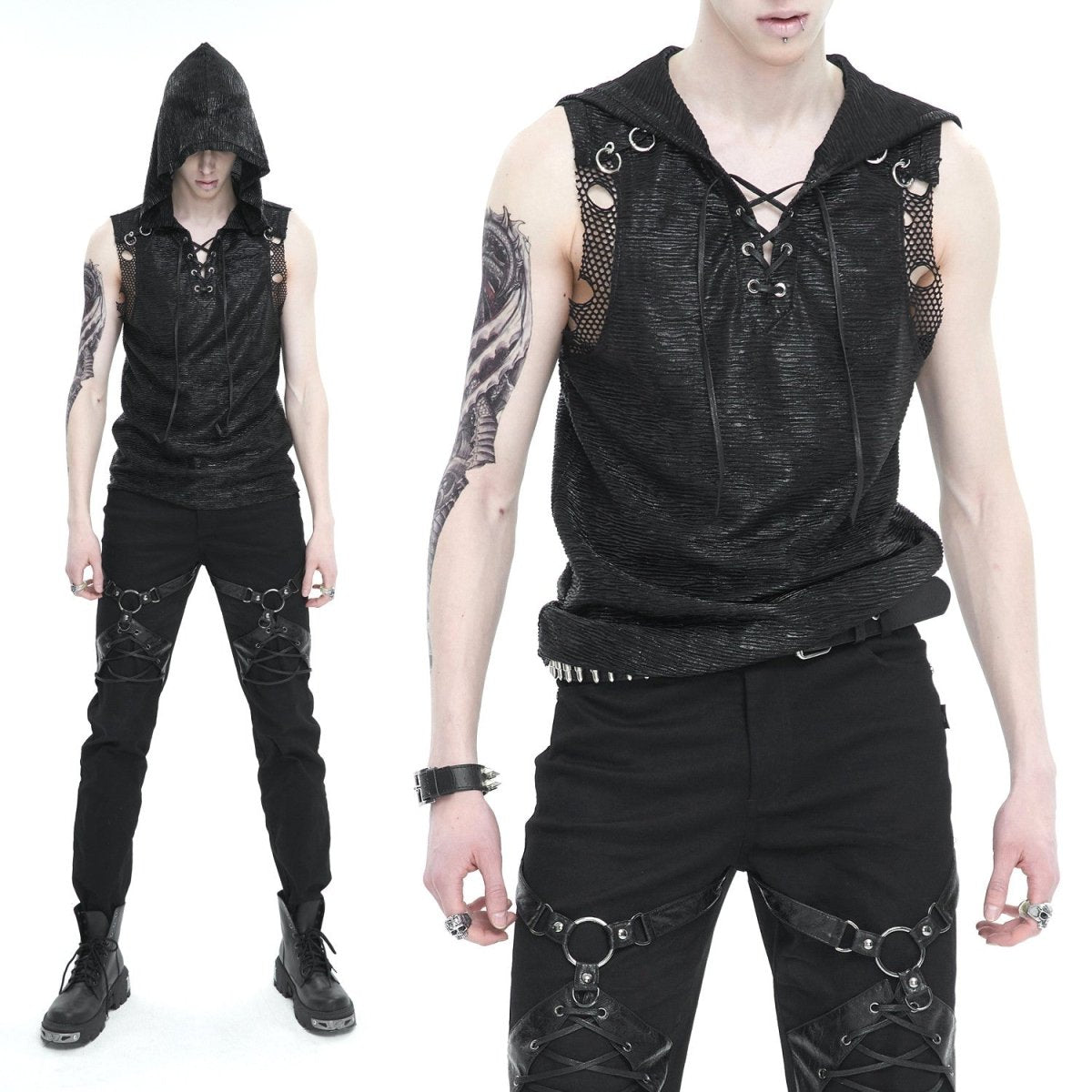 Camiseta con Rejilla y Capucha para Hombre - Crazyinlove