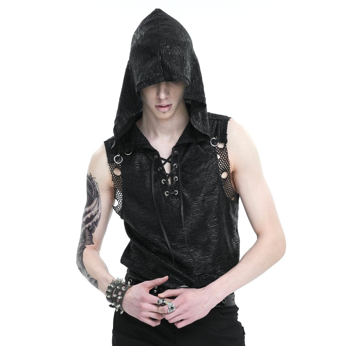 Camiseta con Rejilla y Capucha para Hombre - Crazyinlove