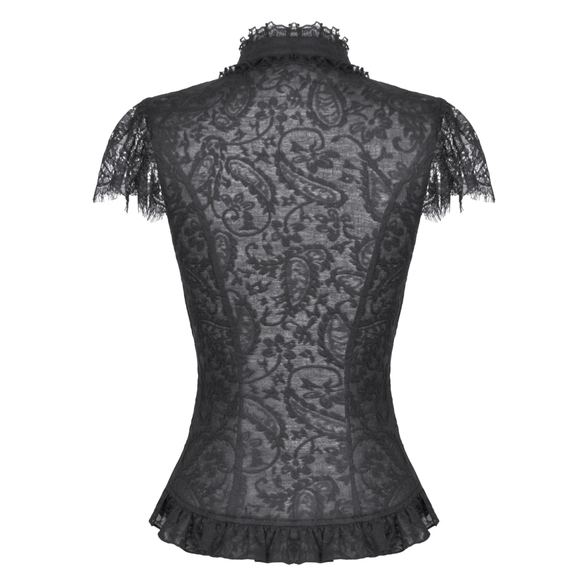 Camiseta de Encaje con Gargantilla y Botonadura - Crazyinlove